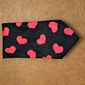 Rosetti Black With Red Hearts Men's Tie 100% Polyester 56"